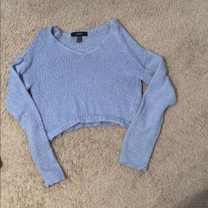 Crocheted Periwinkle Cropped Sweater